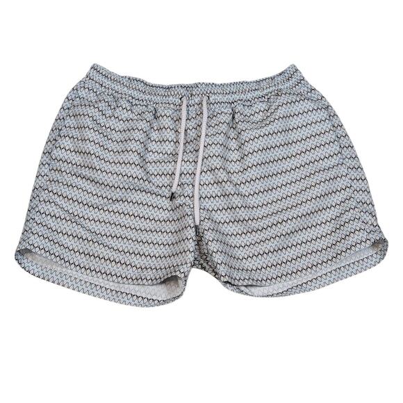 Frescobol Carioca Graphic Print Drawstring Swim Trunks Blue and White Size XXL - Picture 1 of 10